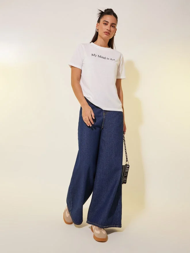 Take Two Take Two Slogan Print Round Neck T-Shirt